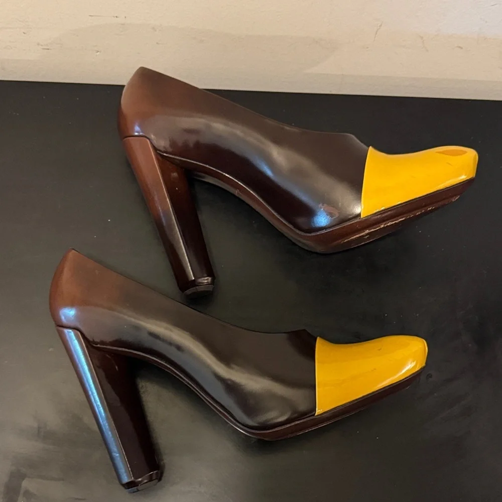 Louis Vuitton Two-Tone Brown and Yellow Heels